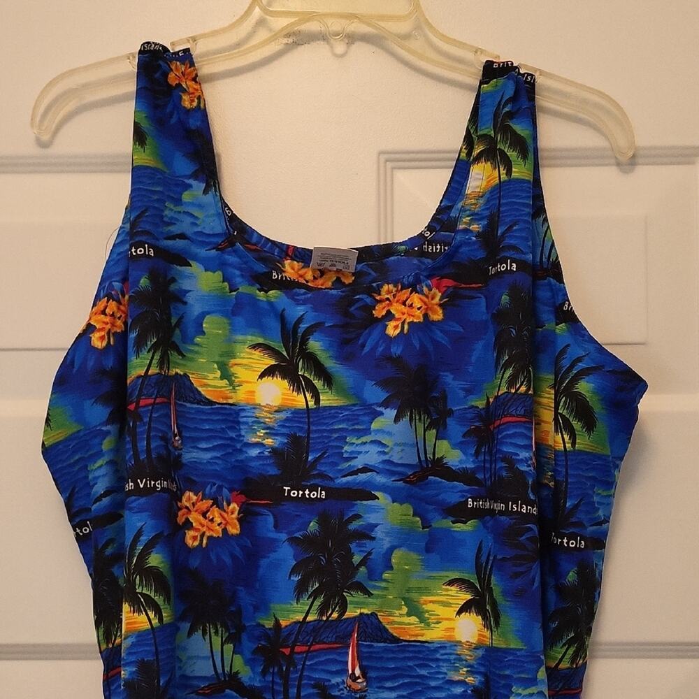 Rima Beach Wear Sleeveless Dress Tropical Print Size XXL - Picture 9 of 11